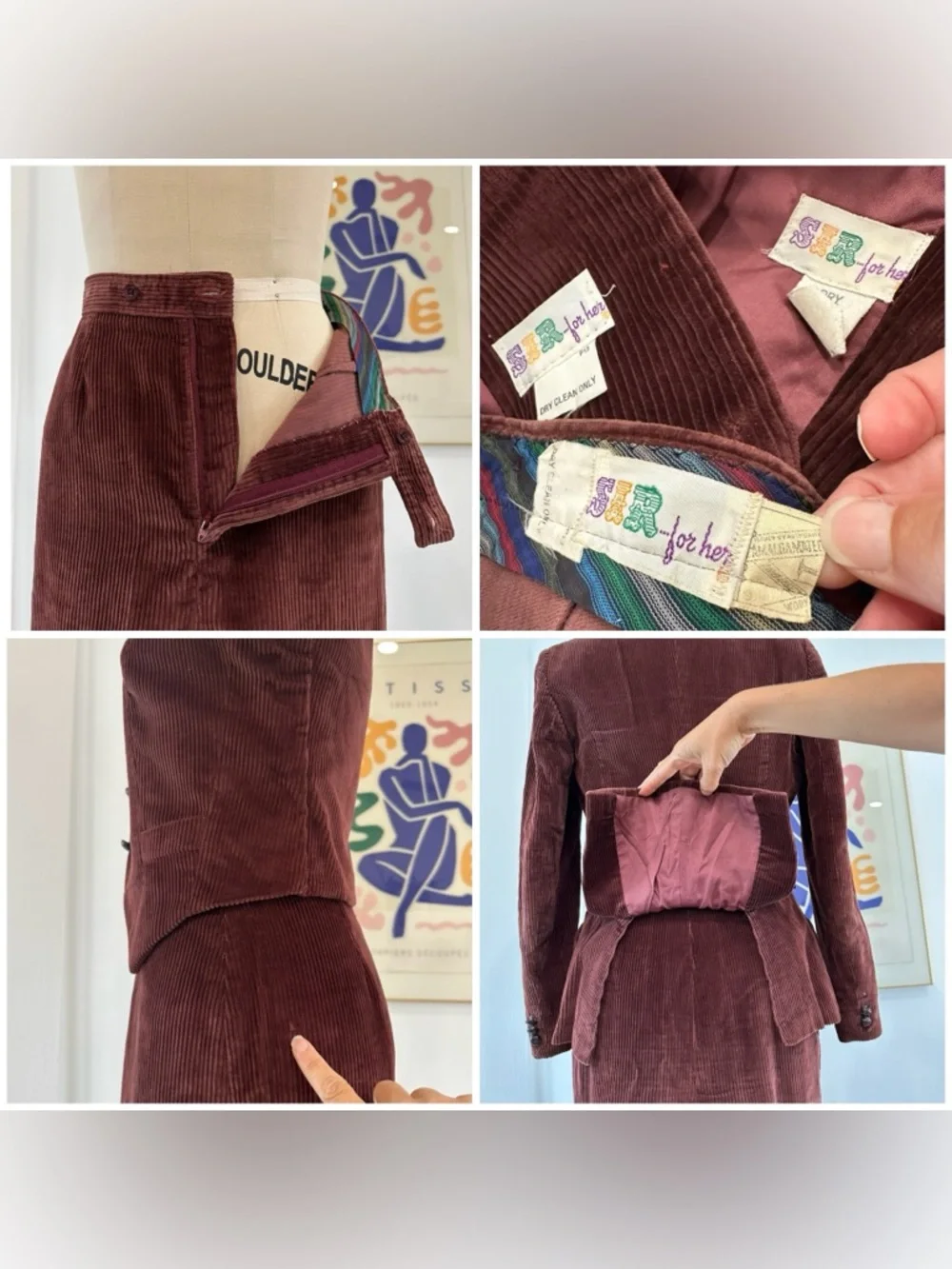 Vintage 60βs/70βs Brown Three-Piece Corduroy Skirt Suit - Picture 16 of 16